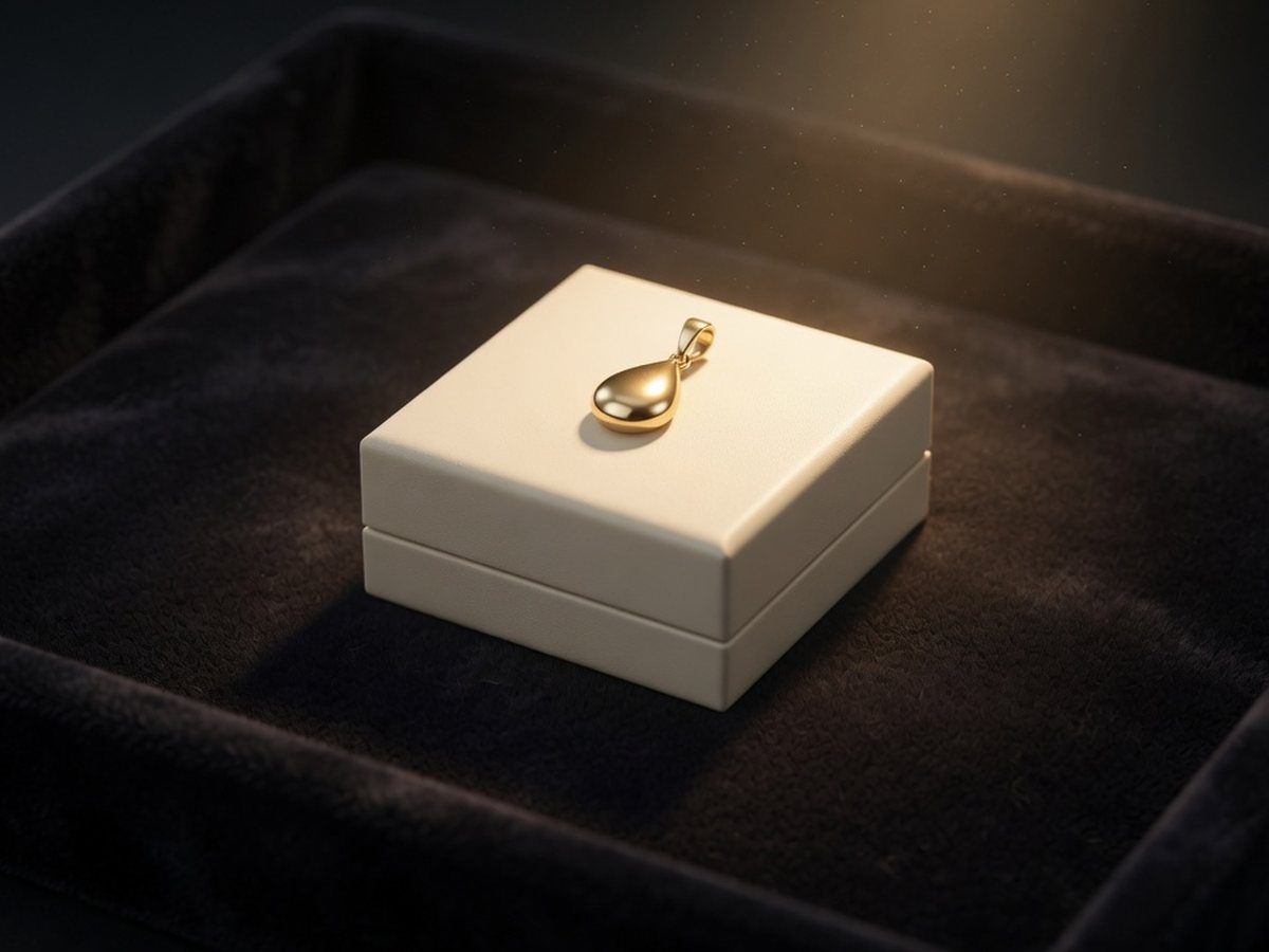 Estuche con dije de oro de muestra, Joyería El Brillante