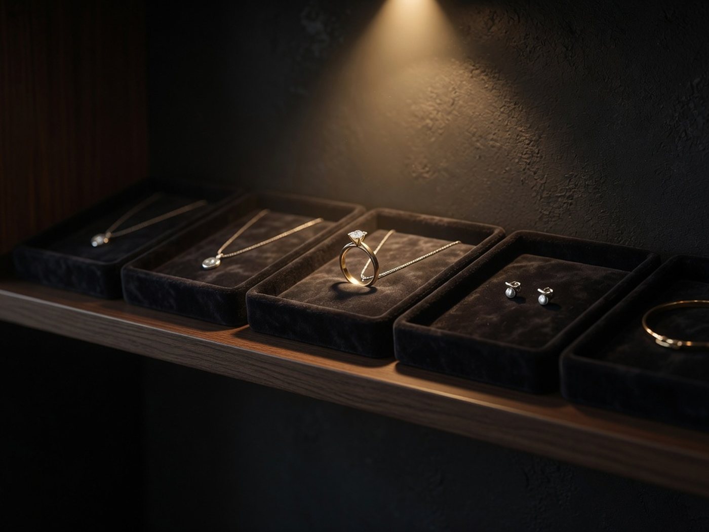 Estante de vitrina de muestra, Joyería El Brillante